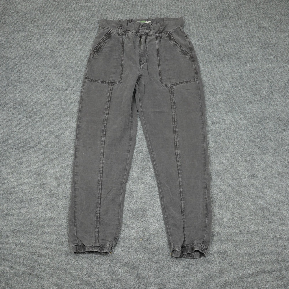 Anthropologie Pants Womens 4 Gray Lyocell Linen Paperbag Waist Utility Jogger